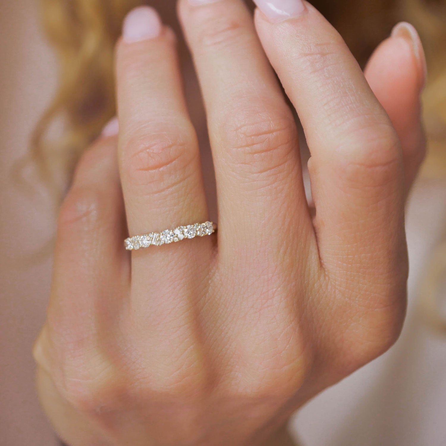 0.25 TCW Round Shaped Half Eternity Lab Grown Diamond Wedding Band